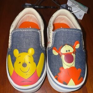 Disney Kids Slip-On Sneakers - Blue with Pooh and Tigger